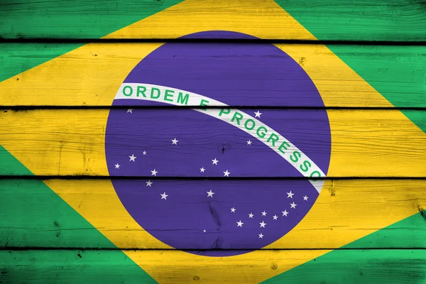 Brazil Flag on wood background — Stock Photo, Image