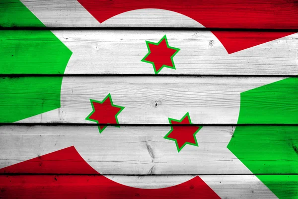 Burundi Bandera sobre fondo de madera — Foto de Stock