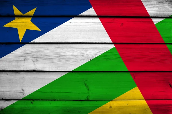 Central African Republic Flag on wood background — Stock Photo, Image