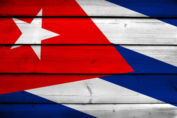 Cuba Drapeau sur fond bois — Photo