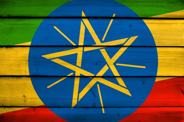 埃塞俄比亚国旗上木背景 — 图库照片