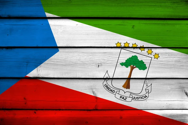 Equatorial Guinea Flag on wood background — Stock Photo, Image