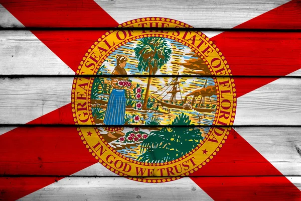 Florida State Drapeau sur fond de bois — Photo