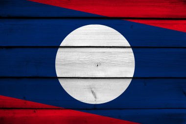 Laos bayrağı ahşap zemin üzerinde