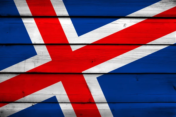 Islândia Bandeira sobre fundo de madeira — Fotografia de Stock