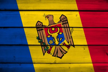 ahşap arka plan Moldova bayrağı