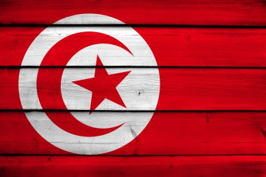 ahşap zemin üzerinde Tunus bayrağı