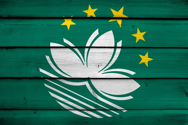 Macau Flag on wood background — Stock Photo, Image