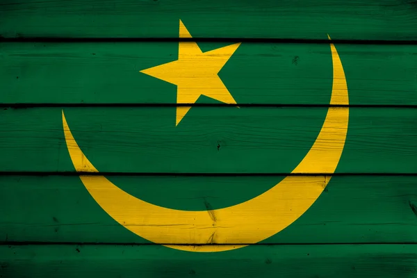 Mauretanien Flagge auf Holz Hintergrund — Stockfoto