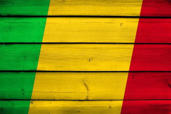 Mali Bandeira sobre fundo de madeira — Fotografia de Stock