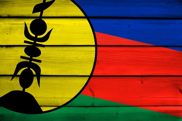 Neue Caledonia Flagge auf Holz Hintergrund — Stockfoto