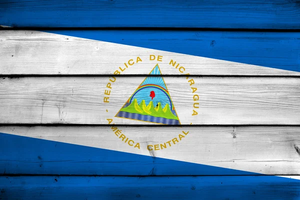 Nicaragua Bandiera su fondo legno — Foto Stock