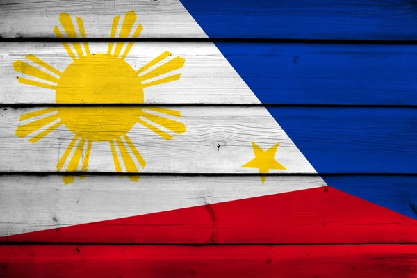 Philippines Flag on wood background — Stock Photo, Image