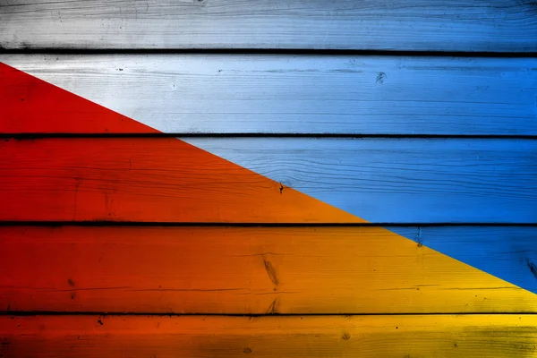 Polónia e Ucrânia Bandeira sobre fundo de madeira — Fotografia de Stock