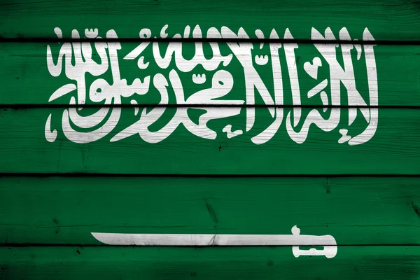 Arábia Saudita Bandeira em fundo de madeira — Fotografia de Stock