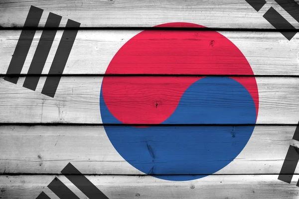 South Korea Flag on wood background — Stock Photo, Image