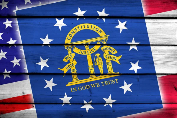 Bandeira do Estado dos EUA e da Geórgia sobre fundo de madeira — Fotografia de Stock
