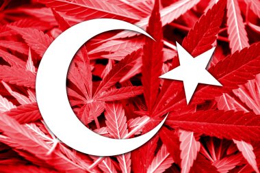 Türkiye'nin bayrak esrar arka plan üzerinde. Uyuşturucu politikası. Marihuana yasallaştırma