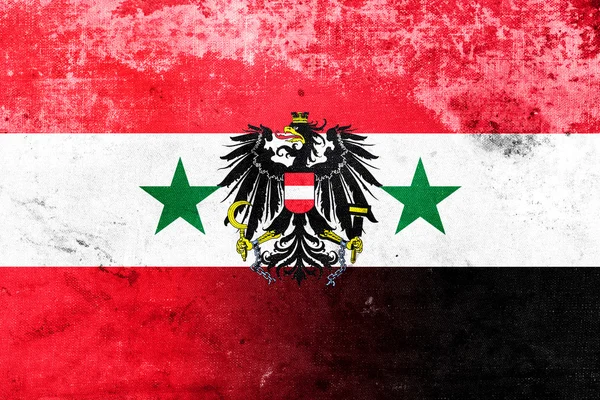 Syrië en Oostenrijk vlag met een vintage, oude kijken — Stockfoto