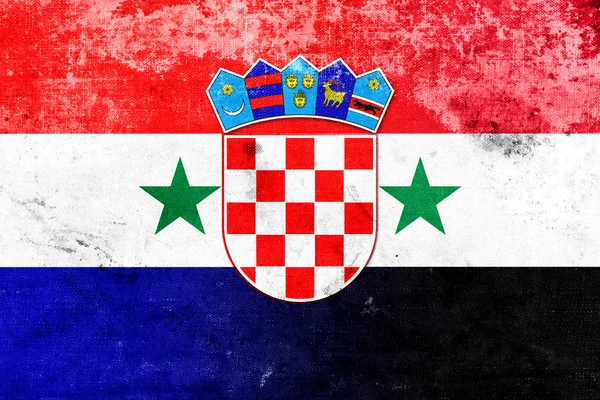 Syria and Croatia Flag with a vintage, old look — Stock Photo, Image