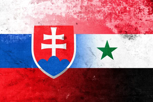 Syrien- und slowakische Fahne im alten Look — Stockfoto
