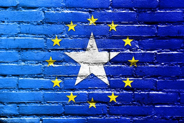 レンガの壁に描かれた欧州連合およびソマリアの国旗 — ストック写真