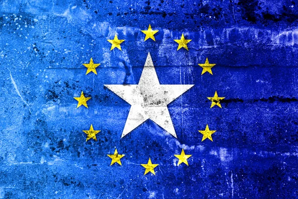 Europeiska unionen och Somalia flagga målade på grunge vägg — Stockfoto
