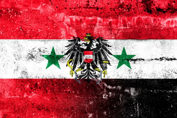 Síria e Áustria Bandeira pintada na parede grunge — Fotografia de Stock