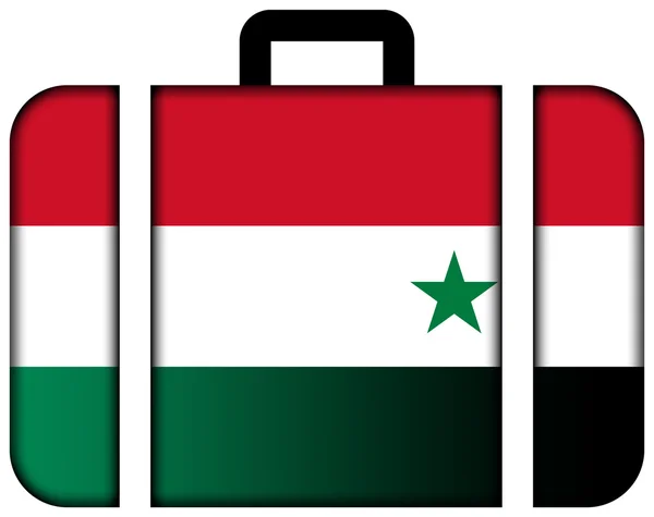 Koffer met Syrië en Hongarije vlag — Stockfoto