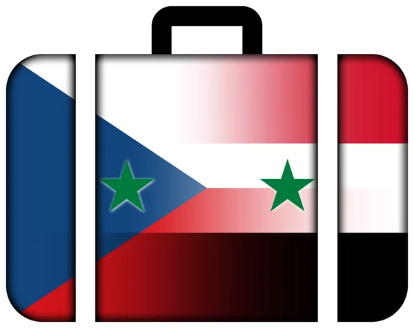 Koffer met Syrië en Tsjechië vlag — Stockfoto