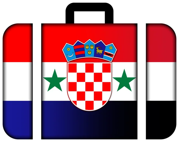 Koffer mit syrischer und kroatischer Flagge — Stockfoto