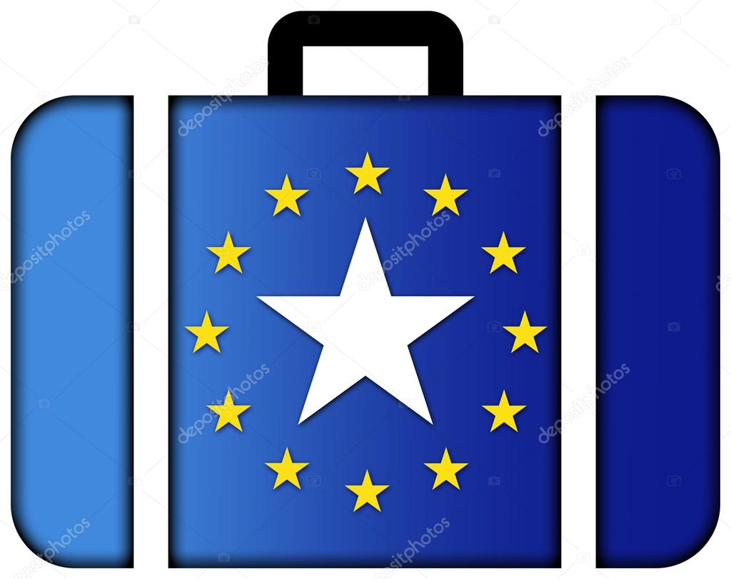 Suitcase with European Union and Somalia Flag