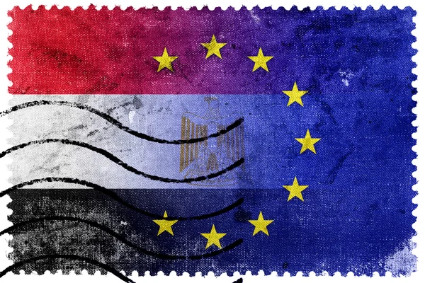 Europeiska unionen och Egypten flagga - gamla frimärke — Stockfoto