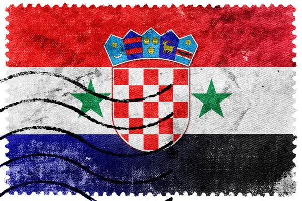 Syrië en Kroatië Flag - oude postzegel — Stockfoto