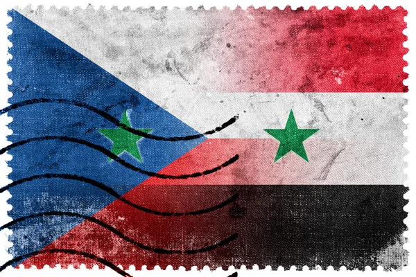 Syrië en Tsjechië Flag - oude postzegel — Stockfoto