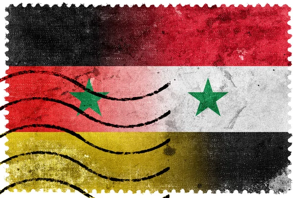 Sýrie a Německo vlajky - staré poštovní známka — Stock fotografie