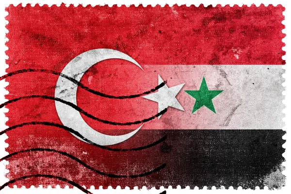 Síria e Turquia Bandeira - antigo selo postal — Fotografia de Stock