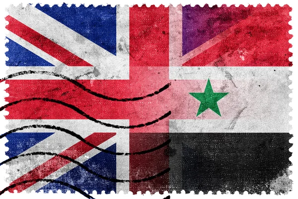 Bandera de Siria y Reino Unido - sello postal antiguo —  Fotos de Stock