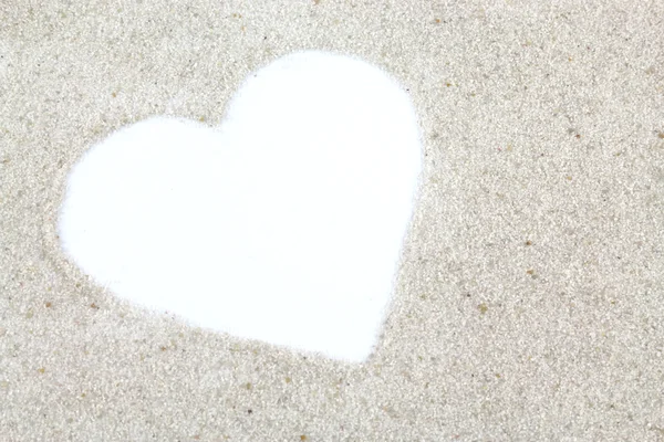 White heart on beach background — Stock Photo, Image