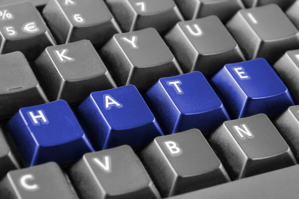 Word hate written with keyboard buttons