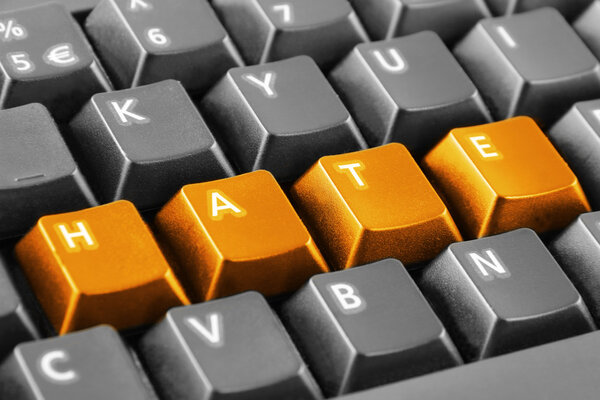 Word hate written with keyboard buttons