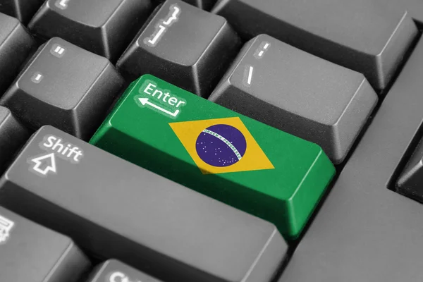 ENTER-knop met Brazilië vlag — Stockfoto