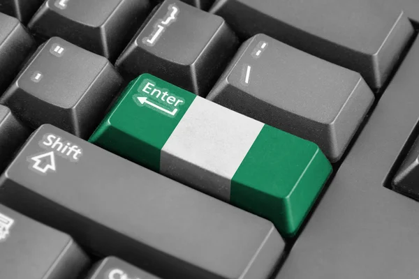 Zadejte tlačítko s vlajka Nigérie — Stock fotografie