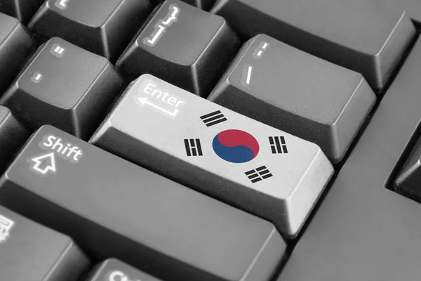 ENTER-knop met Zuid-Korea vlag — Stockfoto