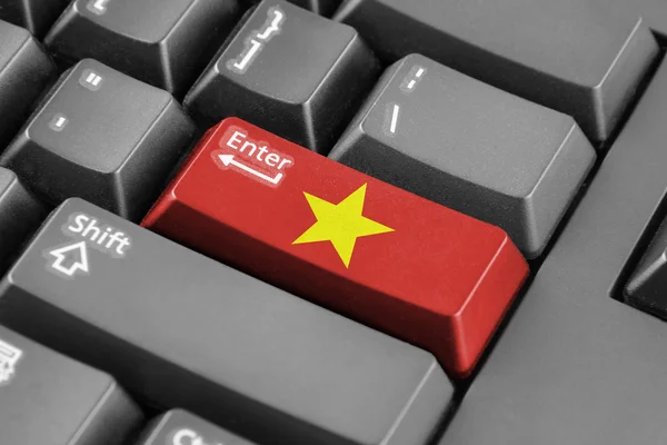 Introduzca el botón con Bandera de Vietnam —  Fotos de Stock