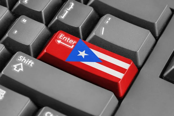 Pulsante Invio con Bandiera Porto Rico — Foto Stock