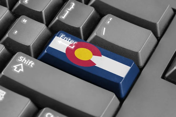 输入按钮与科罗拉多州州旗 — 图库照片