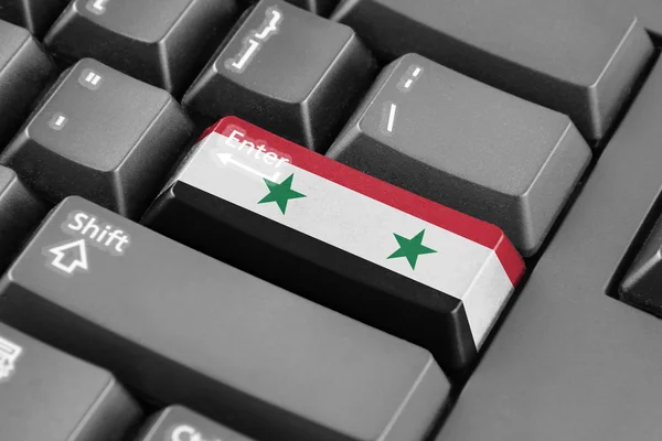 ENTER-knop met Syrië vlag — Stockfoto