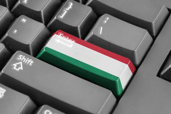 Entrez le bouton avec le drapeau de Hongrie — Photo