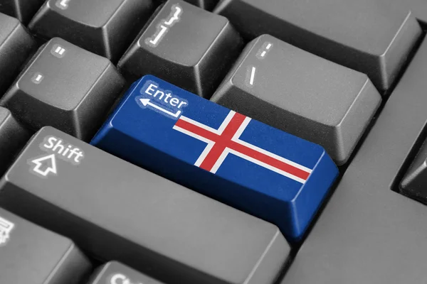 Introduzca el botón con Bandera de Islandia — Foto de Stock